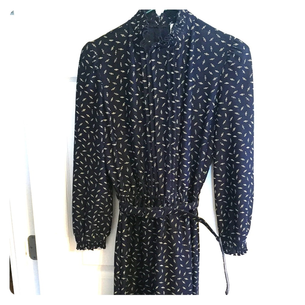 Authentic vintage navy blue belted dress!
